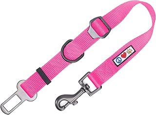 Pawtitas Cinturón de Seguridad de Coche para Perros con Correa de sujeción para Mascotas Color Rosa
