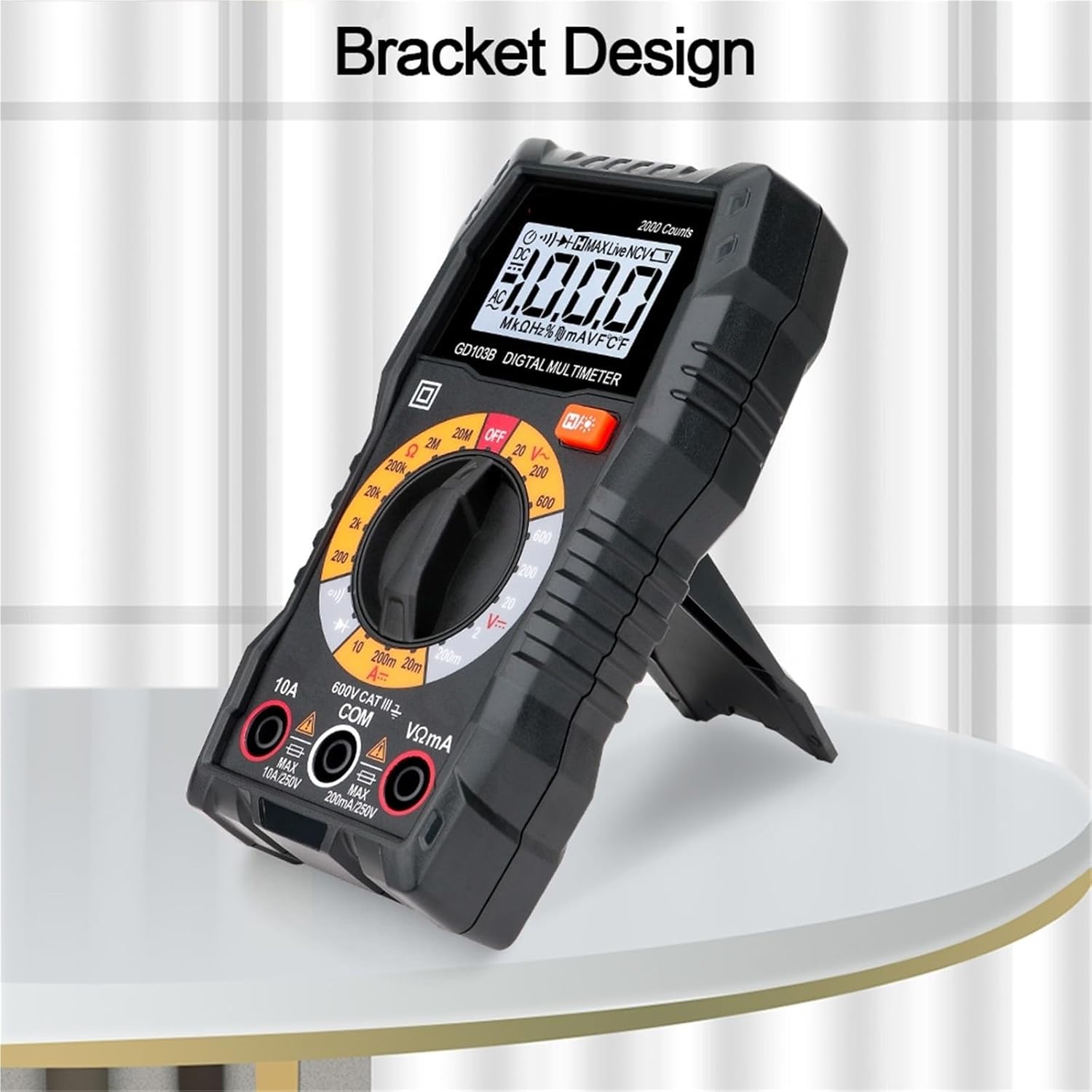 Digital Multimeter DMM Voltmeter True RMS AC/DC Voltage Meter Diode Continuity Resistance Tester 2000 Counts Multitester