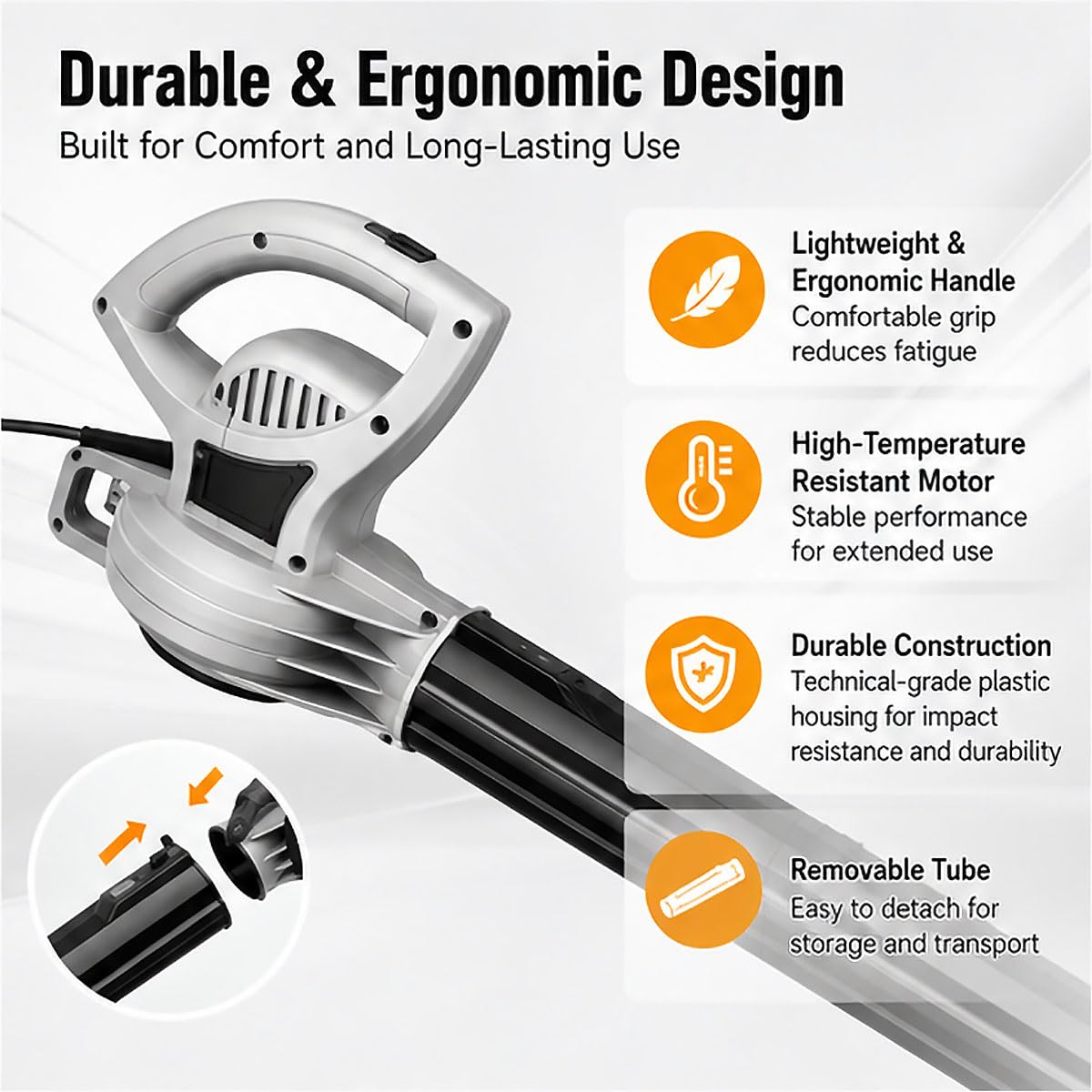 Souffleur de Feuilles électrique 2000W, aspirateur de Jardin 260 km/h