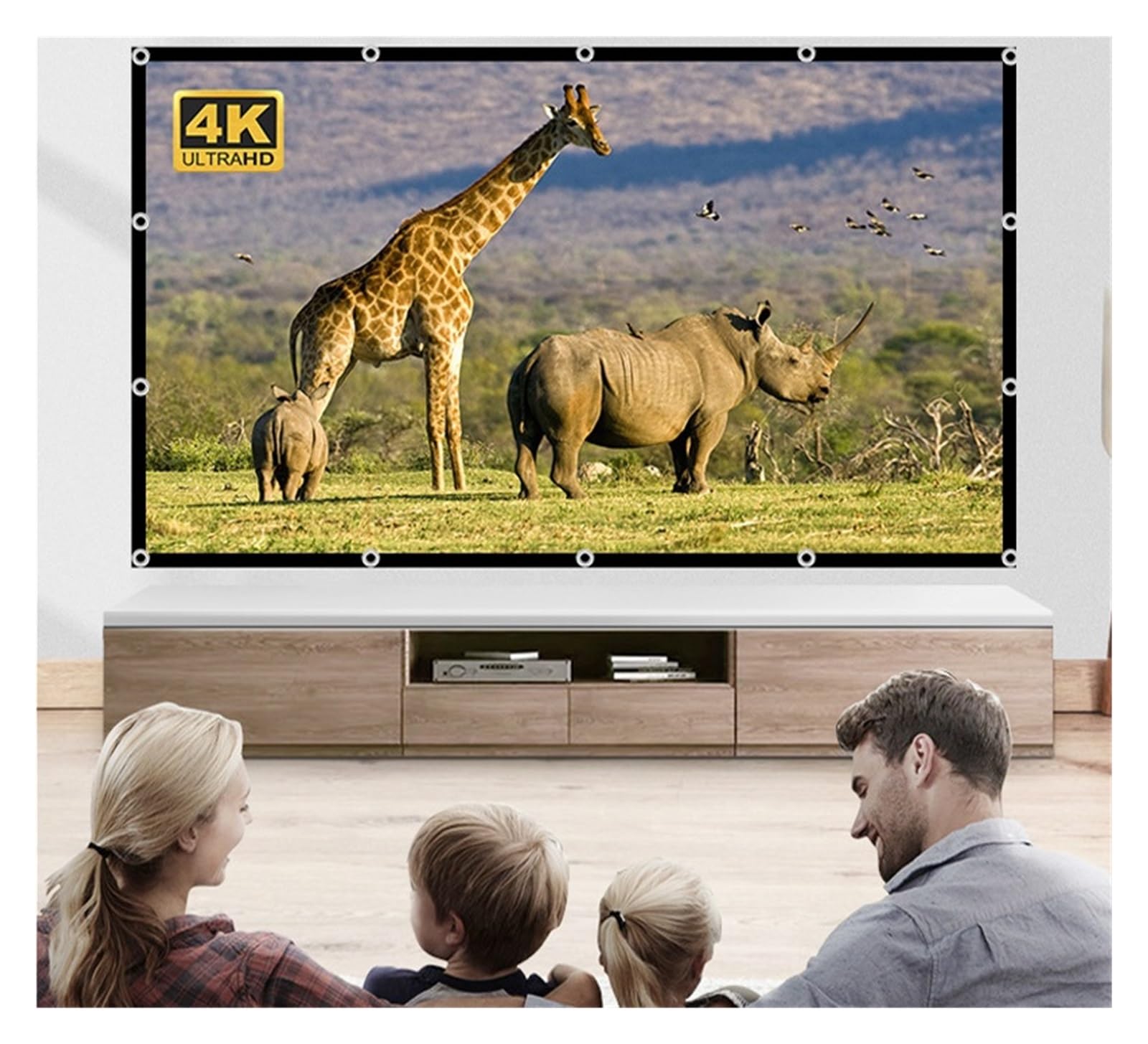 Telo Proiettore, Schermo di proiezione portatile ad alta definizione a tenda for viaggi, ufficio, home theater, chiesa 100 "16:9 4:3(100 inches 16:9)