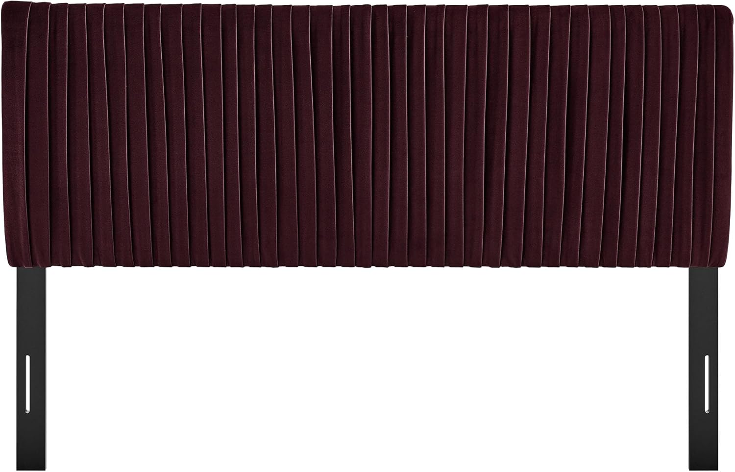 Modway Eloise Queen Velvet Headboard with Ruched Details in Mulberry - Modern Bed Headboard Only with Stain-Resistant Performance Upholstery, Height-Adjustable Mount