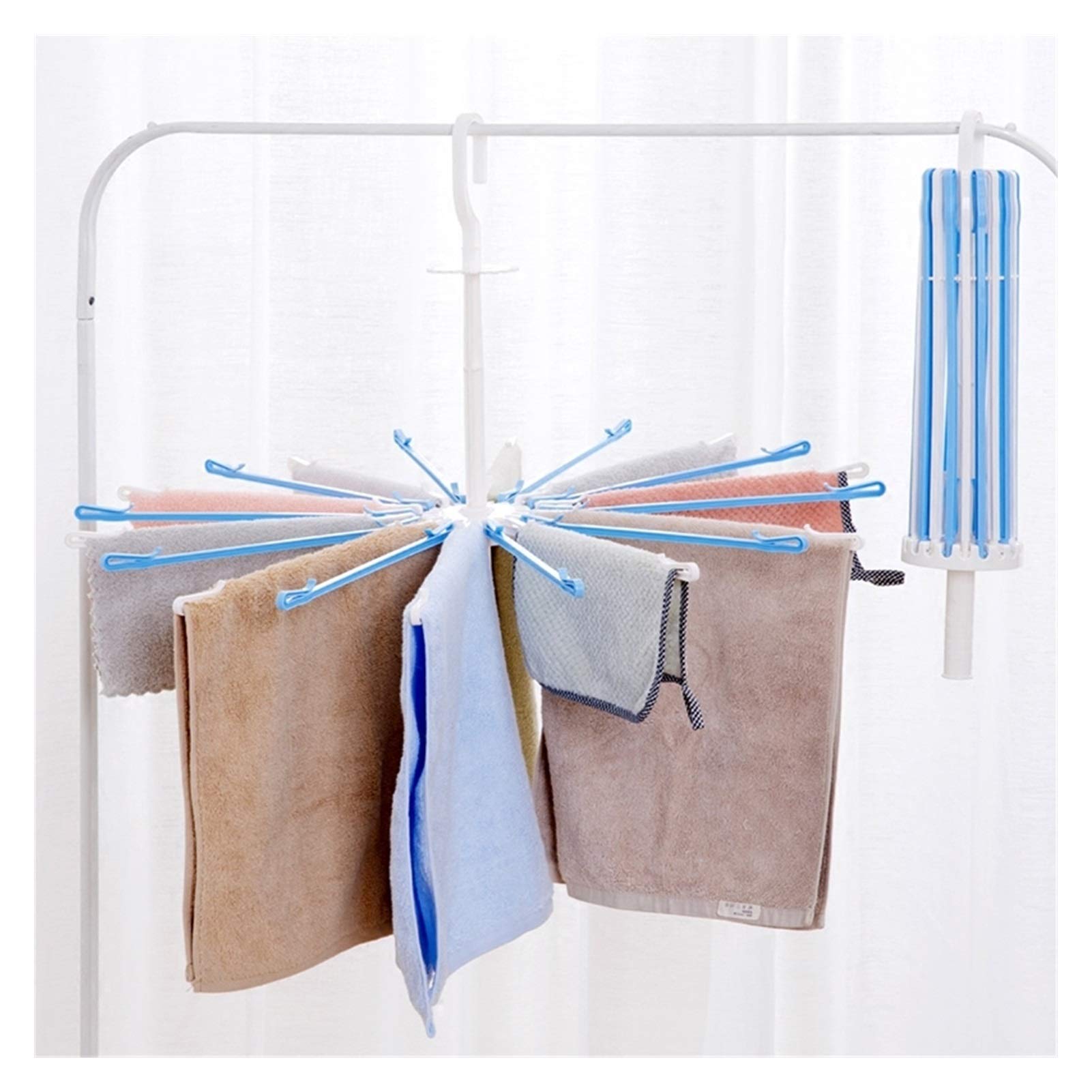 Kleiderbügel, zusammenklappbarer Wäscheständer, 20 Clips, Regenschirmform, winddichter Kinderhandtuch-/Socken-/Unterwäsche-/Krawattenbügel, Faltbare, drehbare Kleiderständer Present