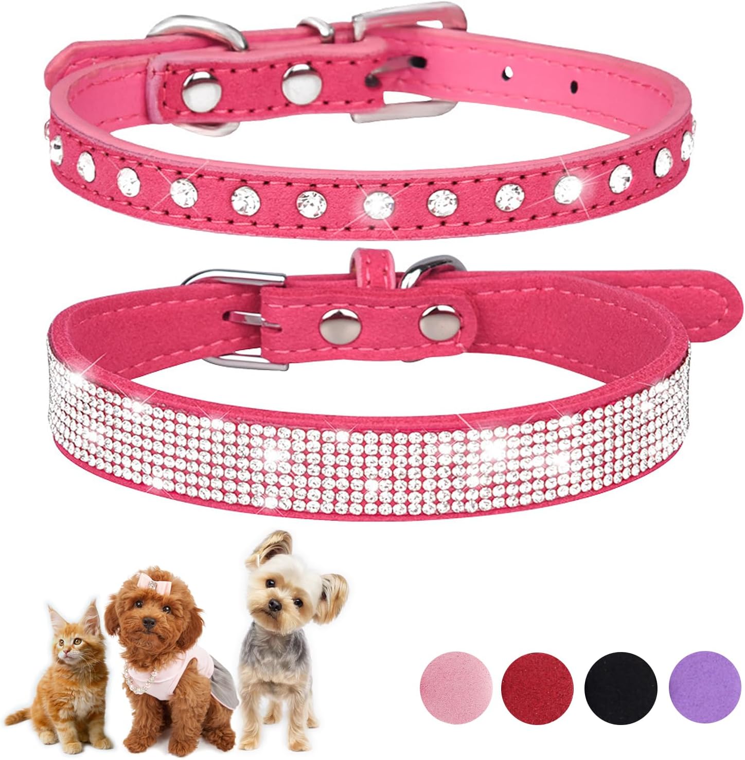 Hot Pink Sparkly Dog Collars for Small Dogs, 2-Pack Zambia Ubuy - Main Image