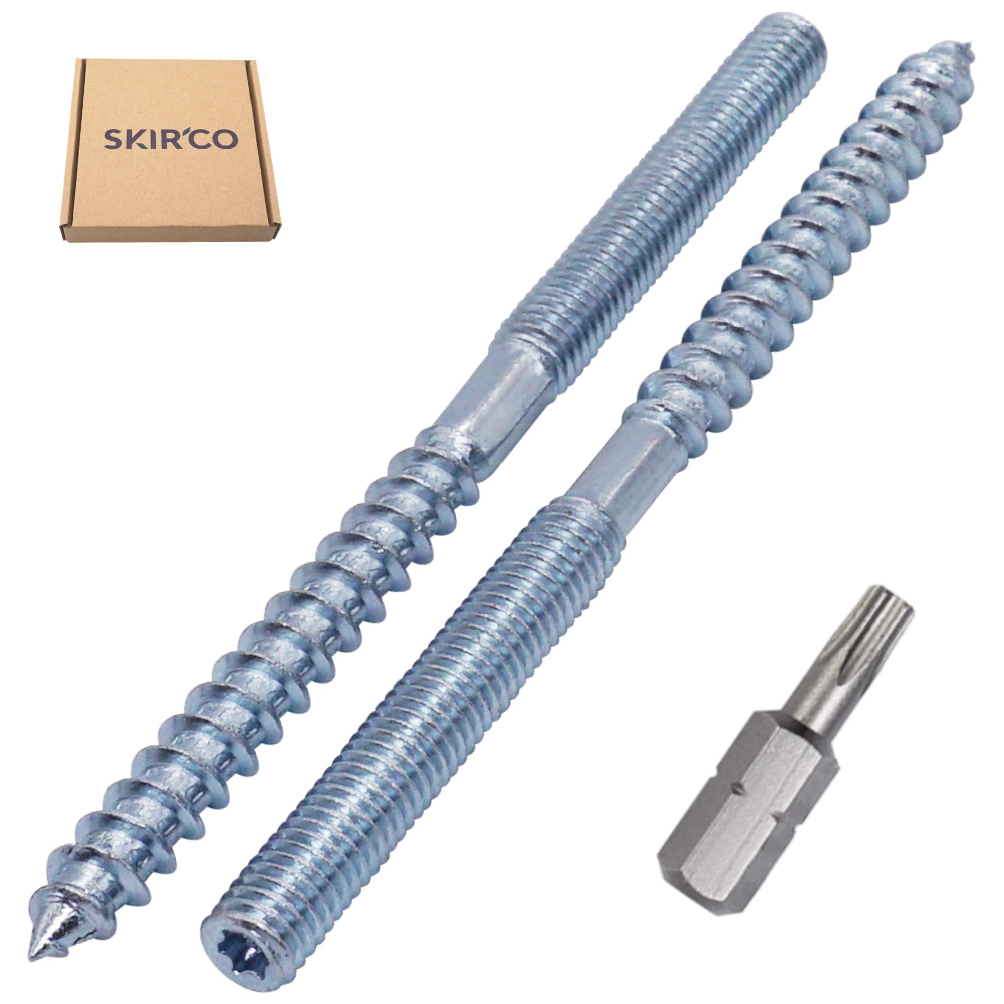 SKIR'CO (20 pcs) Hanger Bolts M8 x 120 mm, Double Ended Thread Dowel Screws, Double Headed Bolts - Image 2