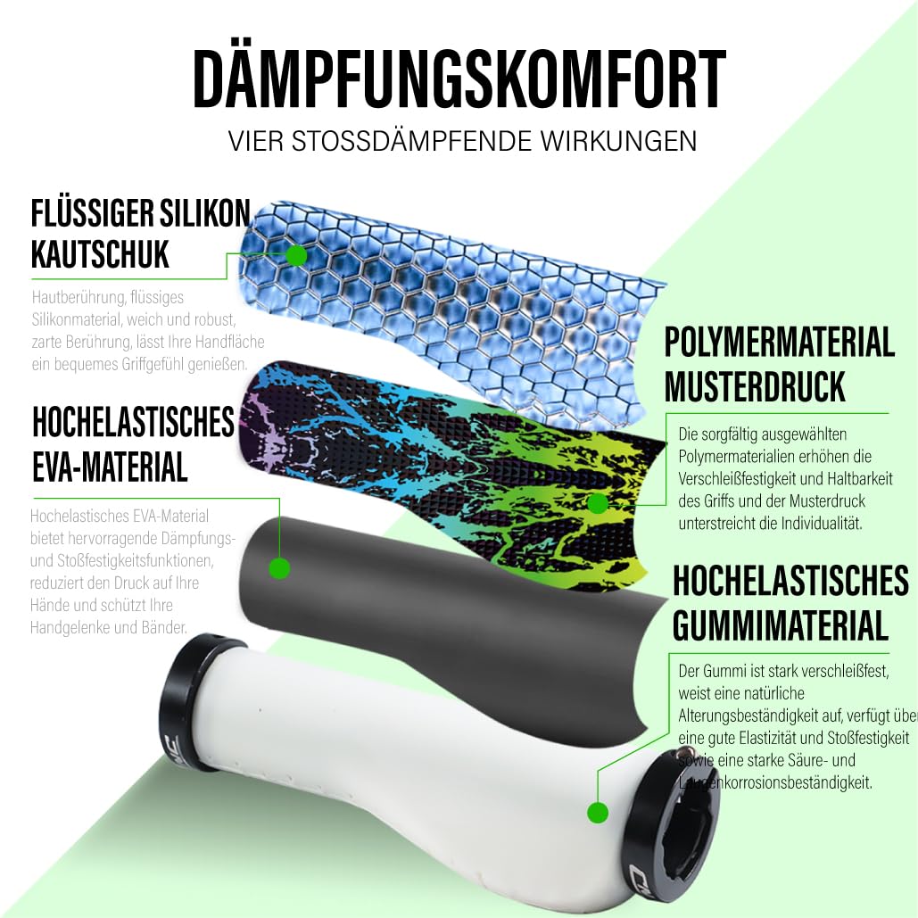 CHooee Agarres ergonómicos para bicicleta de montaña, empuñaduras de silicona para manillar de bicicleta MTB/BMX.