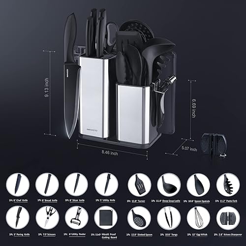 Miniatura 7 de RAXCO Juego de utensilios de cocina para cocinar, 7 utensilios de cocina, 5 utensilios de cocina, juego de 6 cuchillos, utensilios de cocina