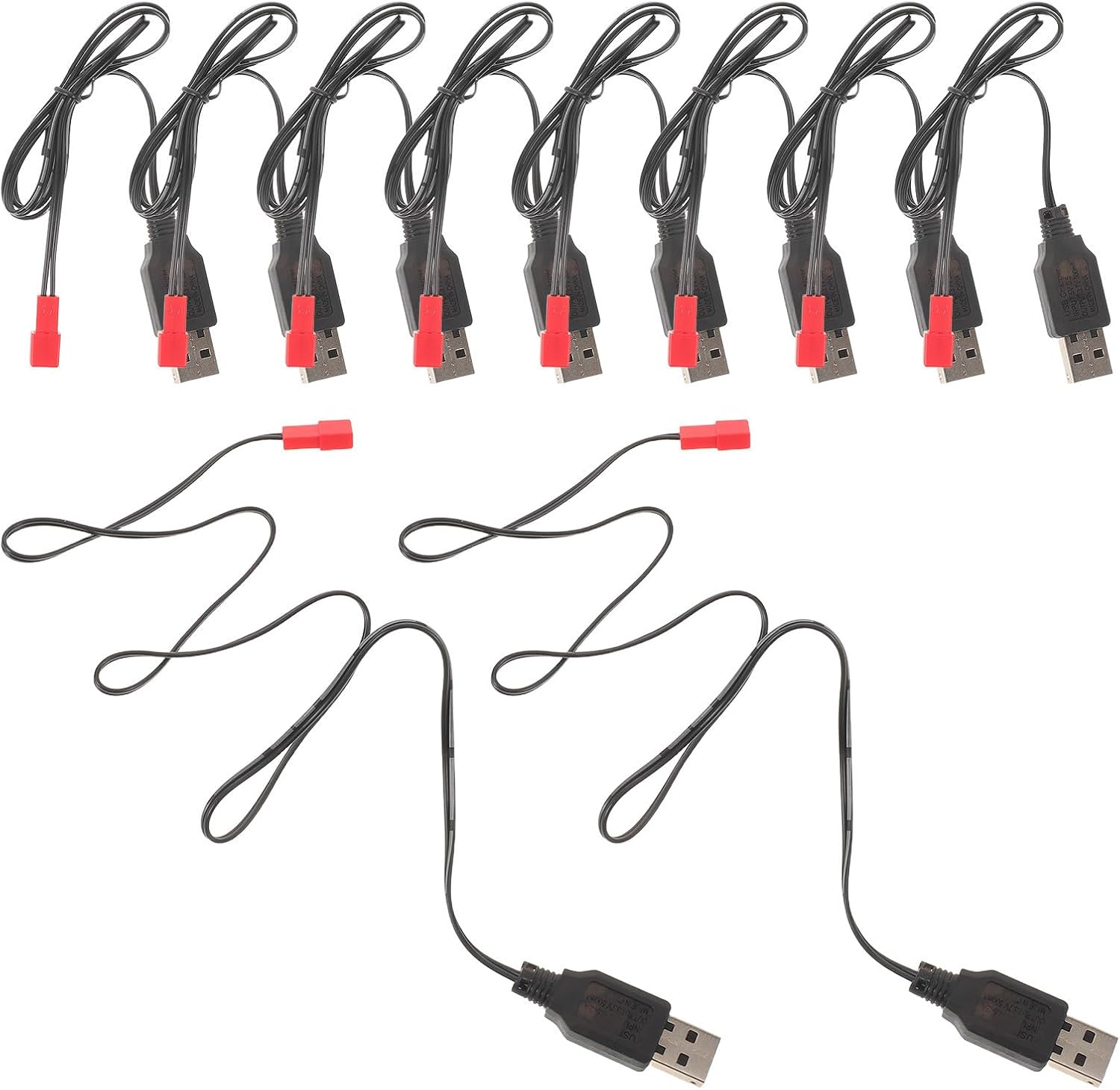 10pcs V USB Jst 2 Pin Rc Airplane Battery Charger Cable
