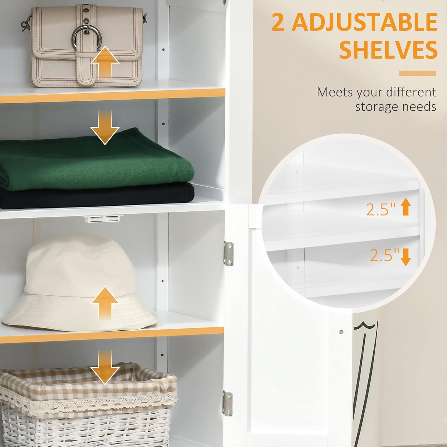 White MDF Living Room Cabinet with Adjustable Shelving