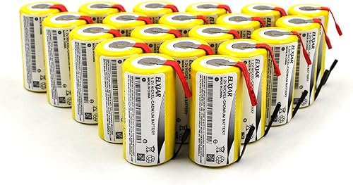 Paquete de 20 baterías recargables Sub C 1.2V 2000mAh Ni-CD SC para herramientas eléctricas (con pestañas)