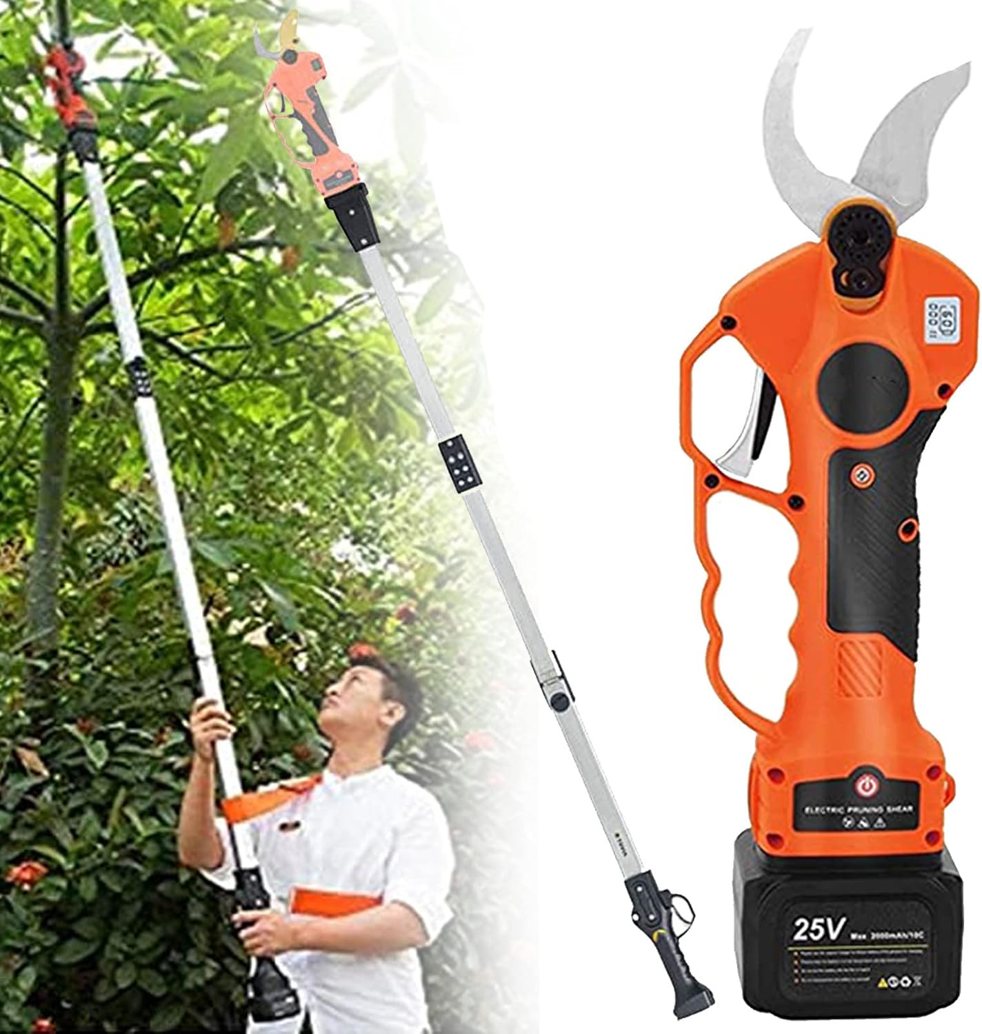 Cordless Electric Pruning Shears,Professional Pruning Shears,Telescopic Long Handled Gardening Pruning Shears with Brushless Motor LED Display Screen for High Branch Pruning,Pruner
