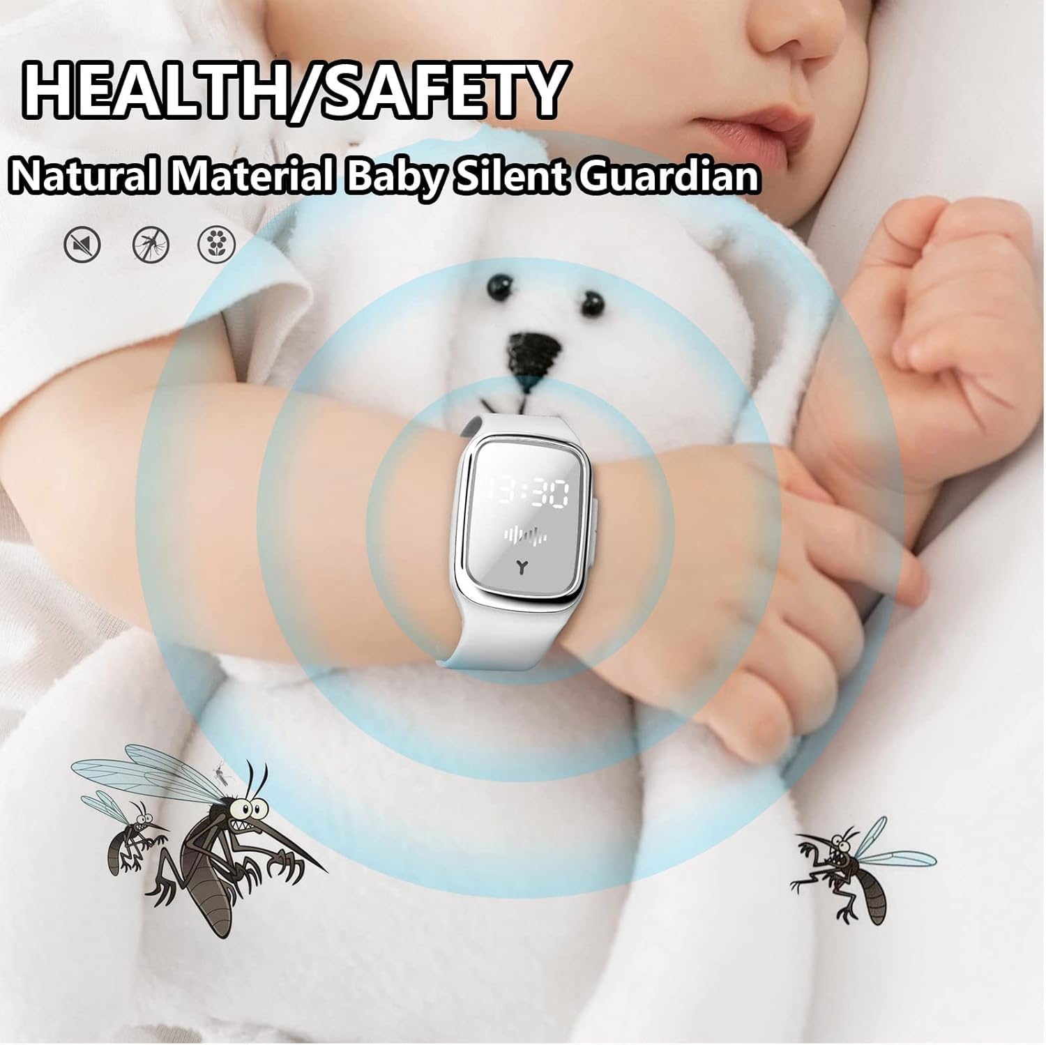 Moskito Pro Bracelet Anti Moustique, Bracelet Anti Moustique Rechargeable, Répulsifs à Moustiques Ultrasonique étanche, Anti Moustiques Enfant Et Adulte Pour Camping, Pêche, Voyage (beige,B)