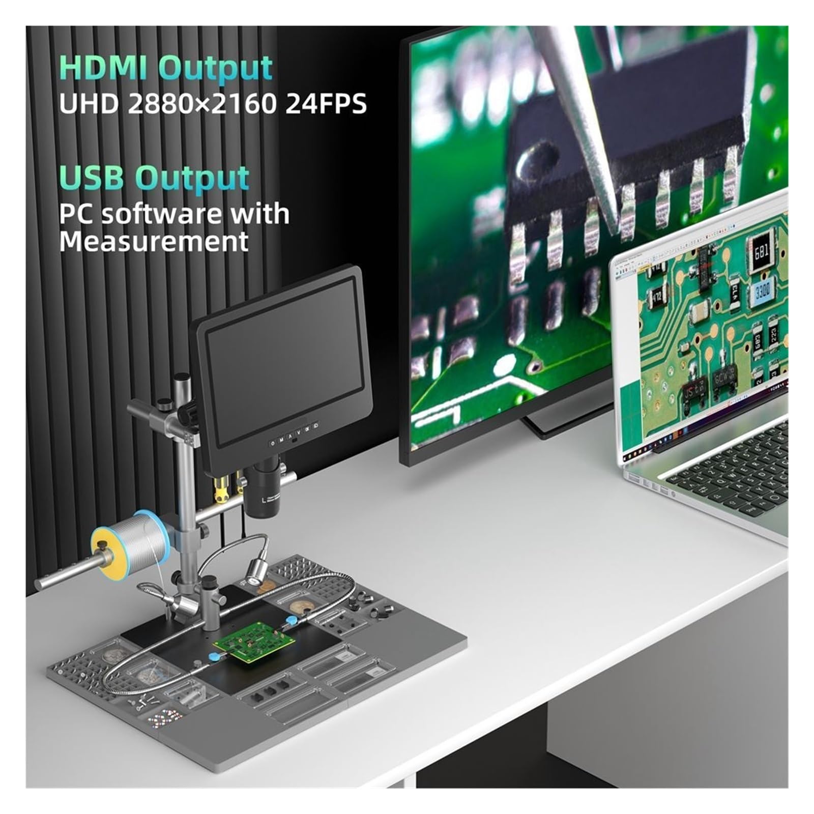 Microscopio Digital Trinocular 2000X 10,1 ''2160P HDMI For Soldadura PCB/SMD For Reparación De Relojes Teléfono NíTido Y Preciso