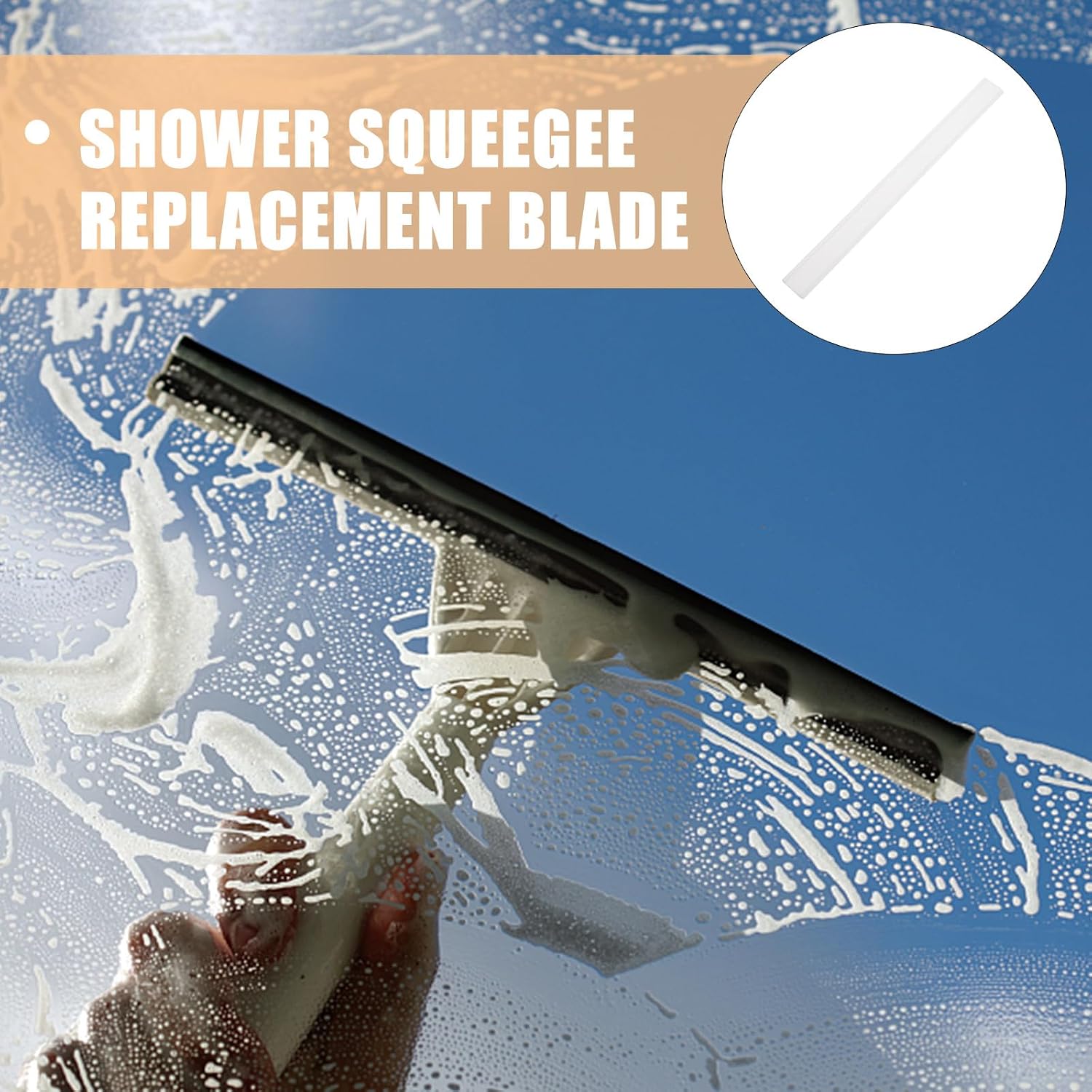 BETOOKY Squeegee Refill Rubber Strip 31cm Silicone Replacement Blade White for Window and Shower Cleaning Glass Squeegee Part