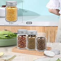 Vista 2 de 30 Pack 4oz Glass Mason Spice Jars Bottles, Empty Round Containers with Silver Airtight Metal Caps and Pour/Sift Shaker Lid