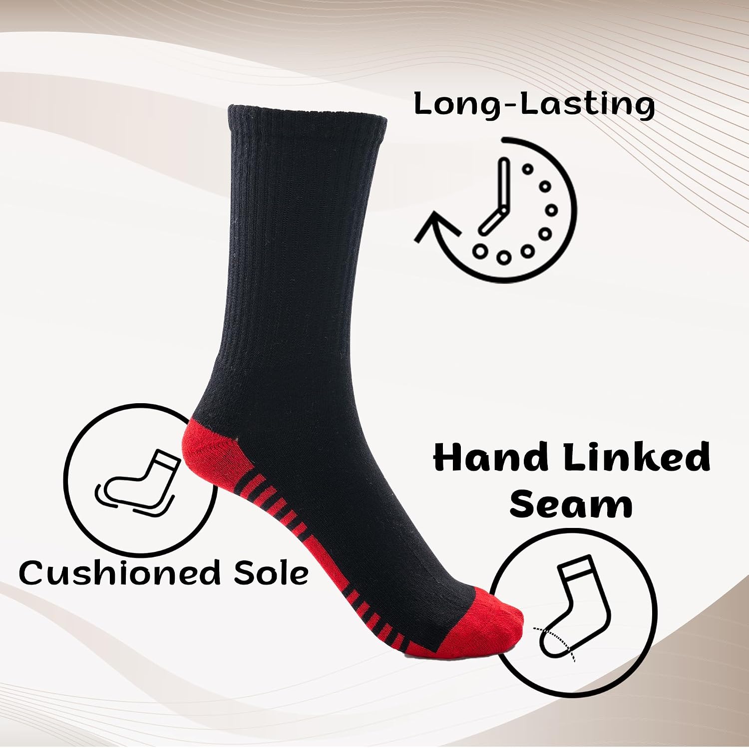 Silky Toes Boys Girls Viscose Bamboo Crew Cushioned Athletic Socks with Seamless Toe for sensory kids- 3 Pairs