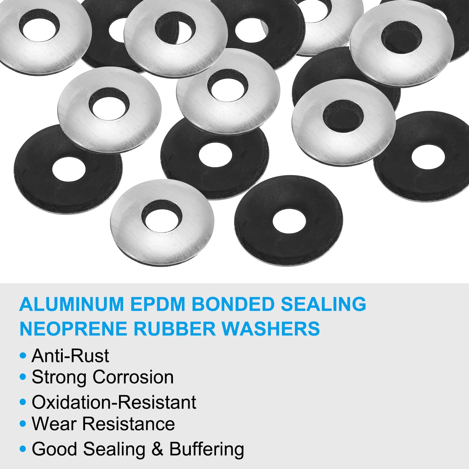 PATIKIL 1/4"x3/4" Aluminum EPDM Bonded Sealing Neoprene Rubber Sealing Washers - Image 3