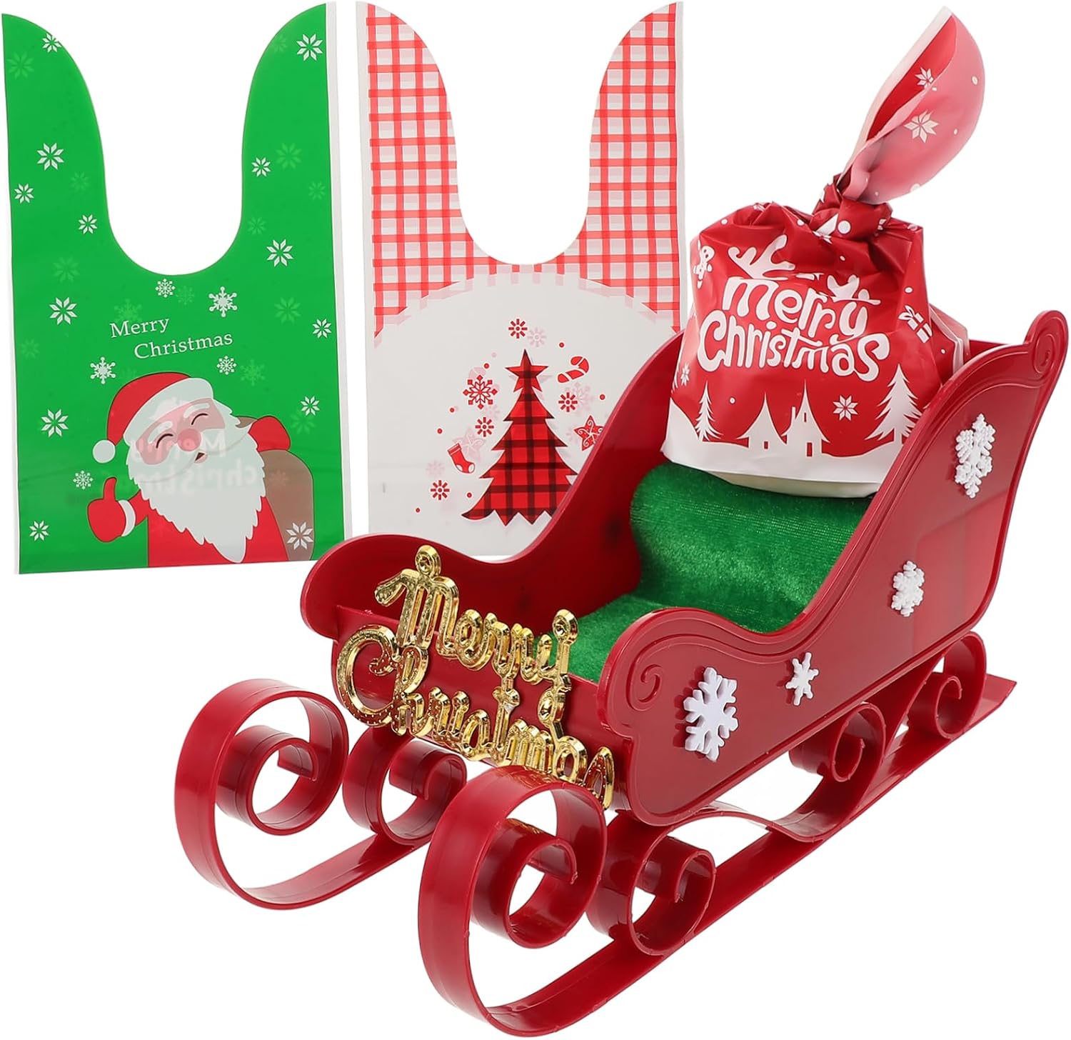 Generic 1set Christmas Sleigh Ornament Decoration Festive Miniature Sleigh for Holiday Home Decor Reusable Tabletop Adornment for Xmas Parties and Celebrations