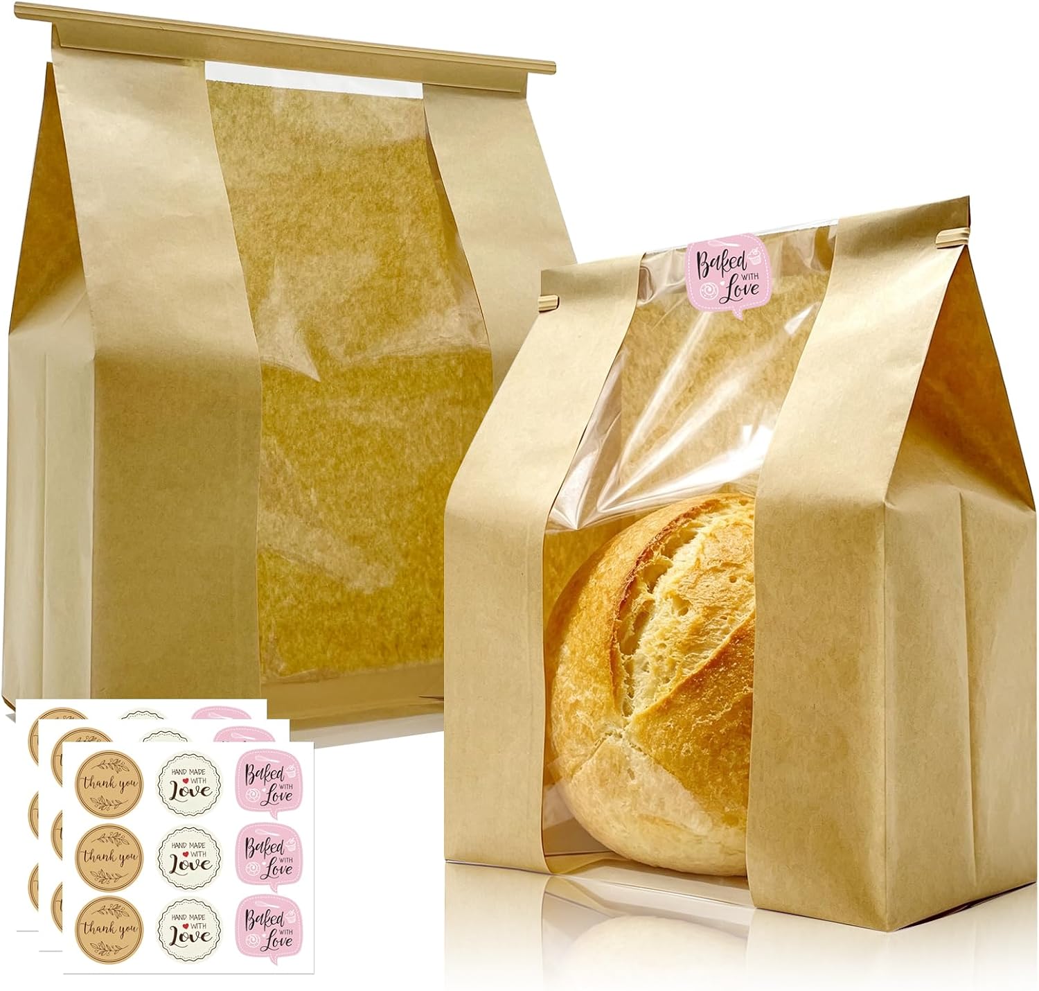 50 Pack Extra Large Bread Bags for Homemade Bread with Tin Tie Tabs
