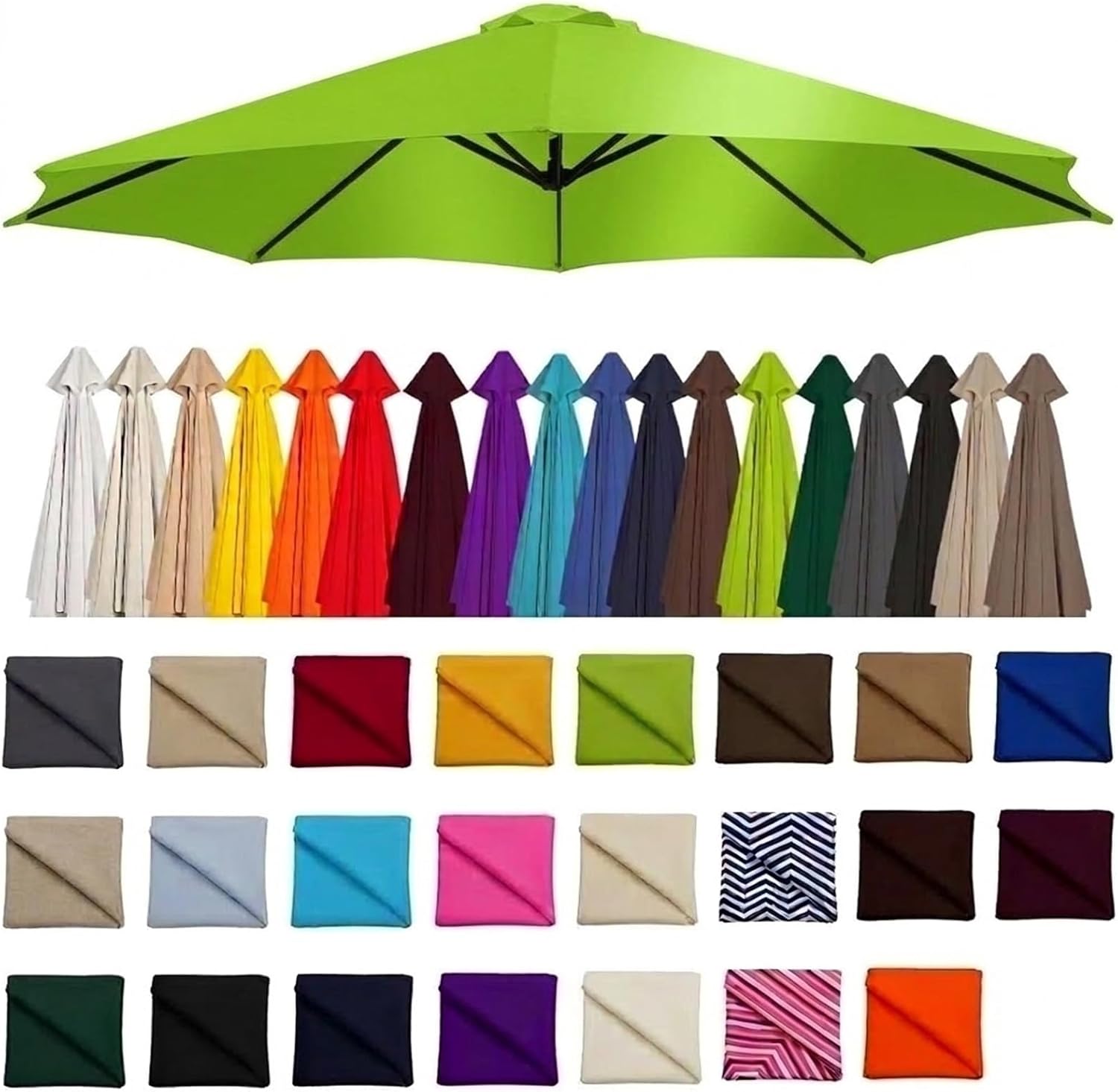 Umbrella Replacement Canopy, Outdoor Patio Umbrella Top Cover, Umbrella Fabric Shade UV Protection for Market Table, Backyard, Garden & Pool Deck, Fits 6.56-13.1 Ft 6/8 Ribs