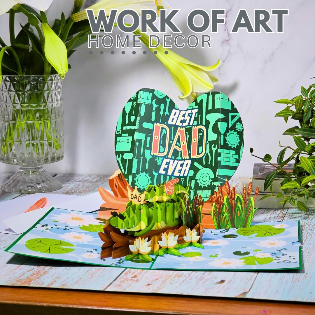 Pop Up Fathers Day Card, 6x8 inches Best Dad Ever Father's Day Card for Dad, Husband, Son With Envelope - Image 2