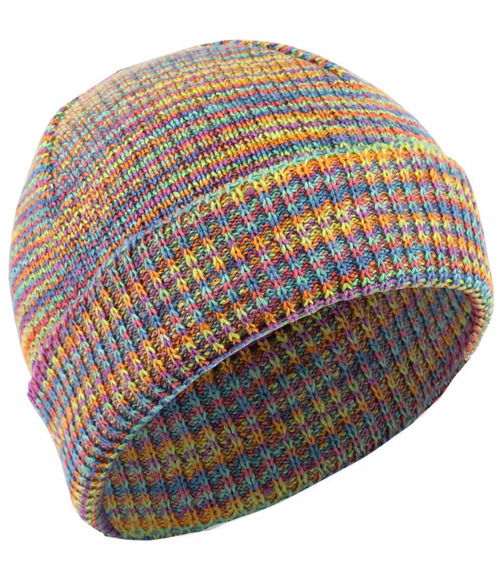 Hempiness Men's Bright Organic Pure Hemp Rainbow Knit Beanie Hats