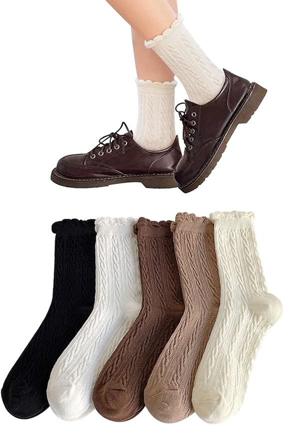 Amazon Co Jp 靴下 レディース 可愛い 綿 クルーソックス 春夏秋 おしゃれ くつした レディース かわいい 女性 フリル靴下 セット コットン 無地 婦人用 通気性 ショートソックス 夏用 くるぶしソックス 女子 リブ柄 くつ下 蒸れない22 24 ファッション