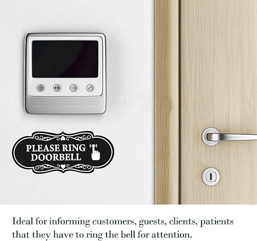 Miniatura 3 de 6 letreros autoadhesivos para timbre de puerta, entrada, recepción, aviso de vinilo para timbre de puerta en casa, oficina, 4.7 x 2 pulgadas