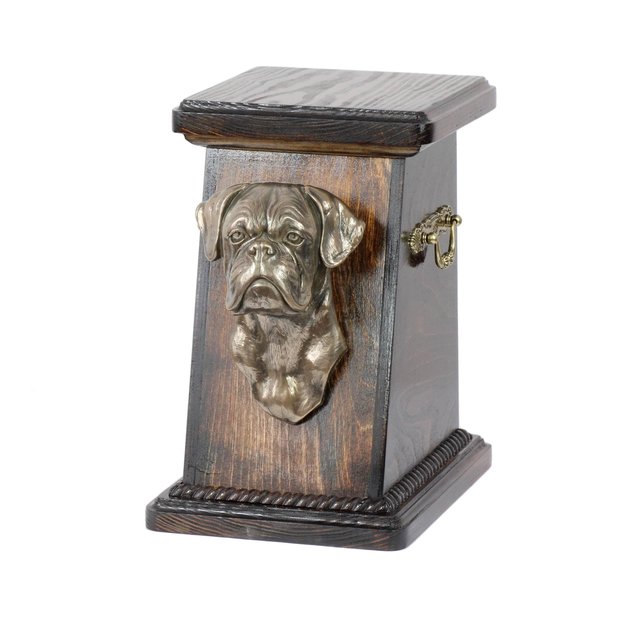 Urne personnalisée Boxer en bronze coulé à froid et bois de bouleau