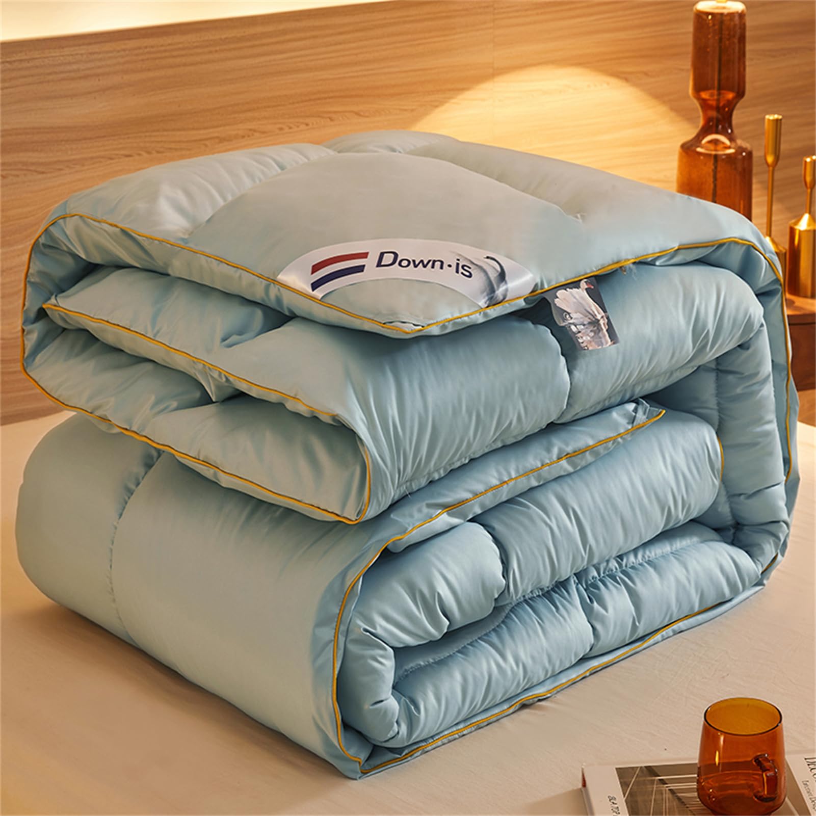 Trapunta Invernale, Piumone Invernale Matrimoniale in Piuma d’Oca 780 gr/mq, Piumone Matrimoniale 4 Stagioni, Piumino Caldo per la Casa e l'hotel (Grigio Blu,220x240cm(3.5kg))