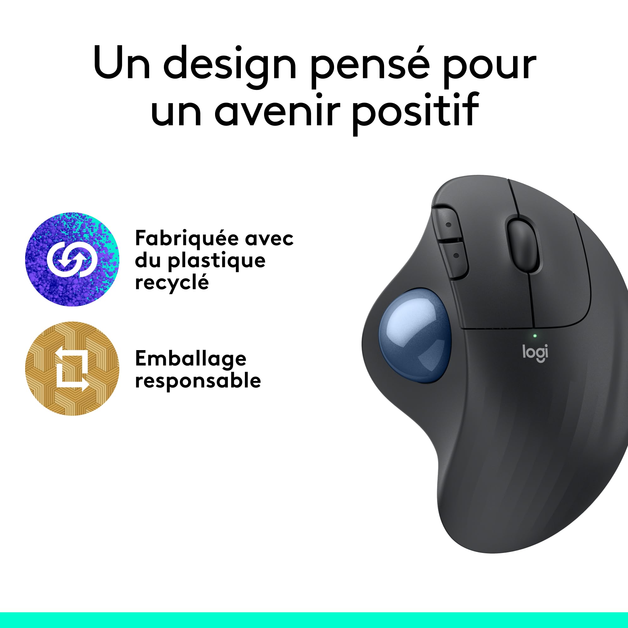 Logitech ERGO M575 Trackball sans fil for Business | Controllo facile pollice, ergonomico, Logi Bolt, Bluetooth, Windows/Mac/Chrome/Linux - Graphite