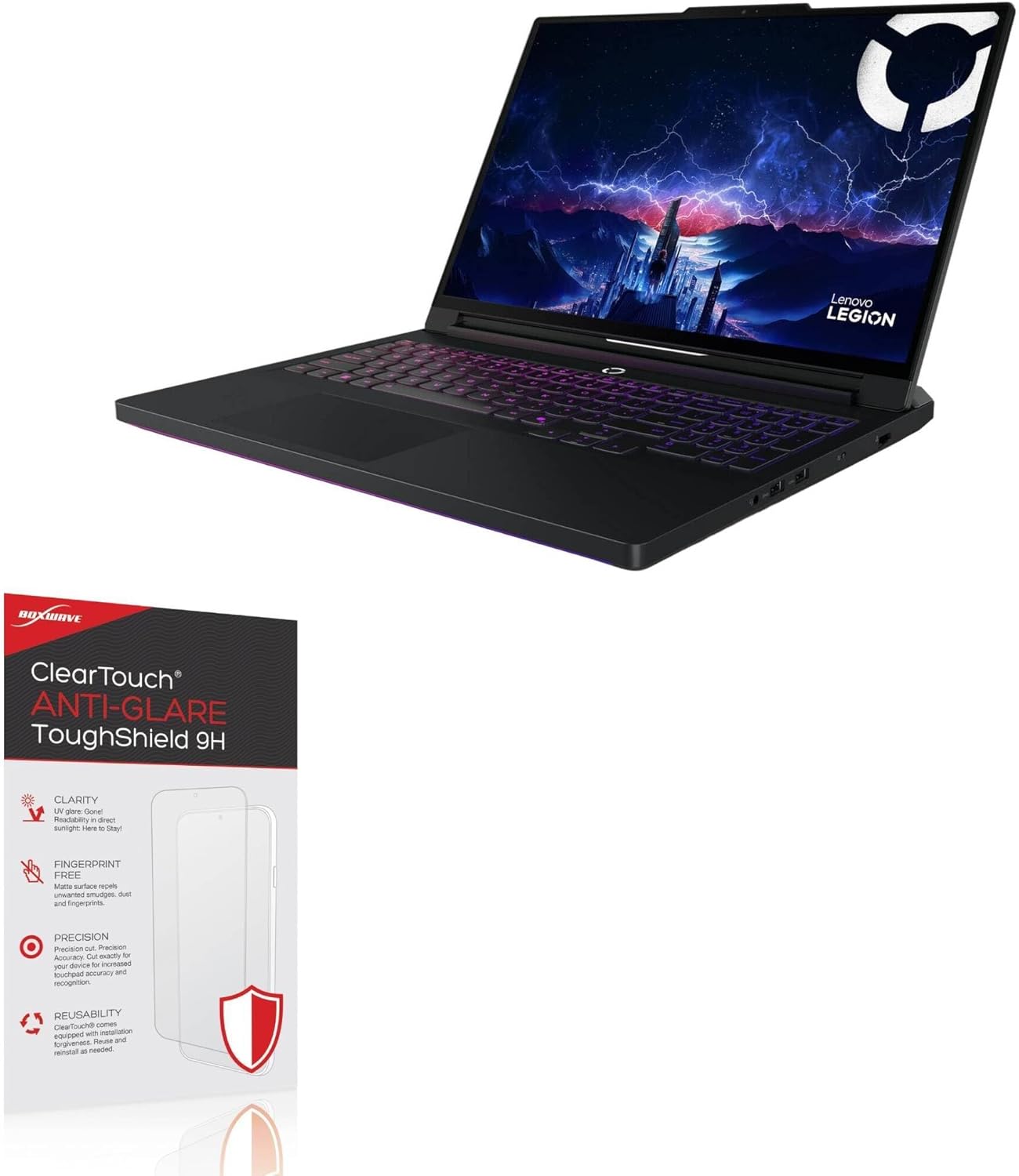 BoxWave Screen Protector Compatible with Lenovo Legion 9i Gen 10 Intel Gaming Laptop (18 in) - ClearTouch Anti-Glare ToughShield 9H (2-Pack), Anti-Glare 9H Tough Flexible Film Screen Protector