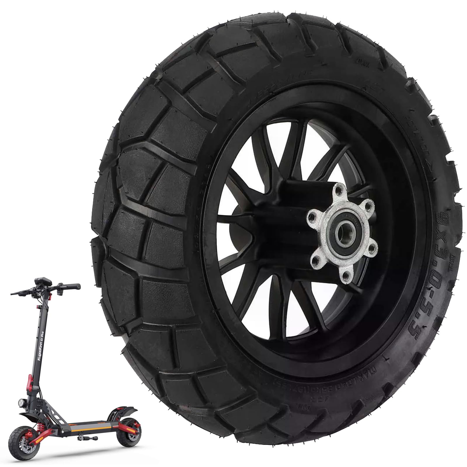 Rueda Delantera para Kukirin G2 Pro Patinete Eléctrico, 9x3,0-5,5 Repuesto de Neumático de Vacío, Antideflagrante, Antideslizante, 9x3.0-5.5 Kukirin G2 Pro Ruedas + Neumáticos sin Cámara