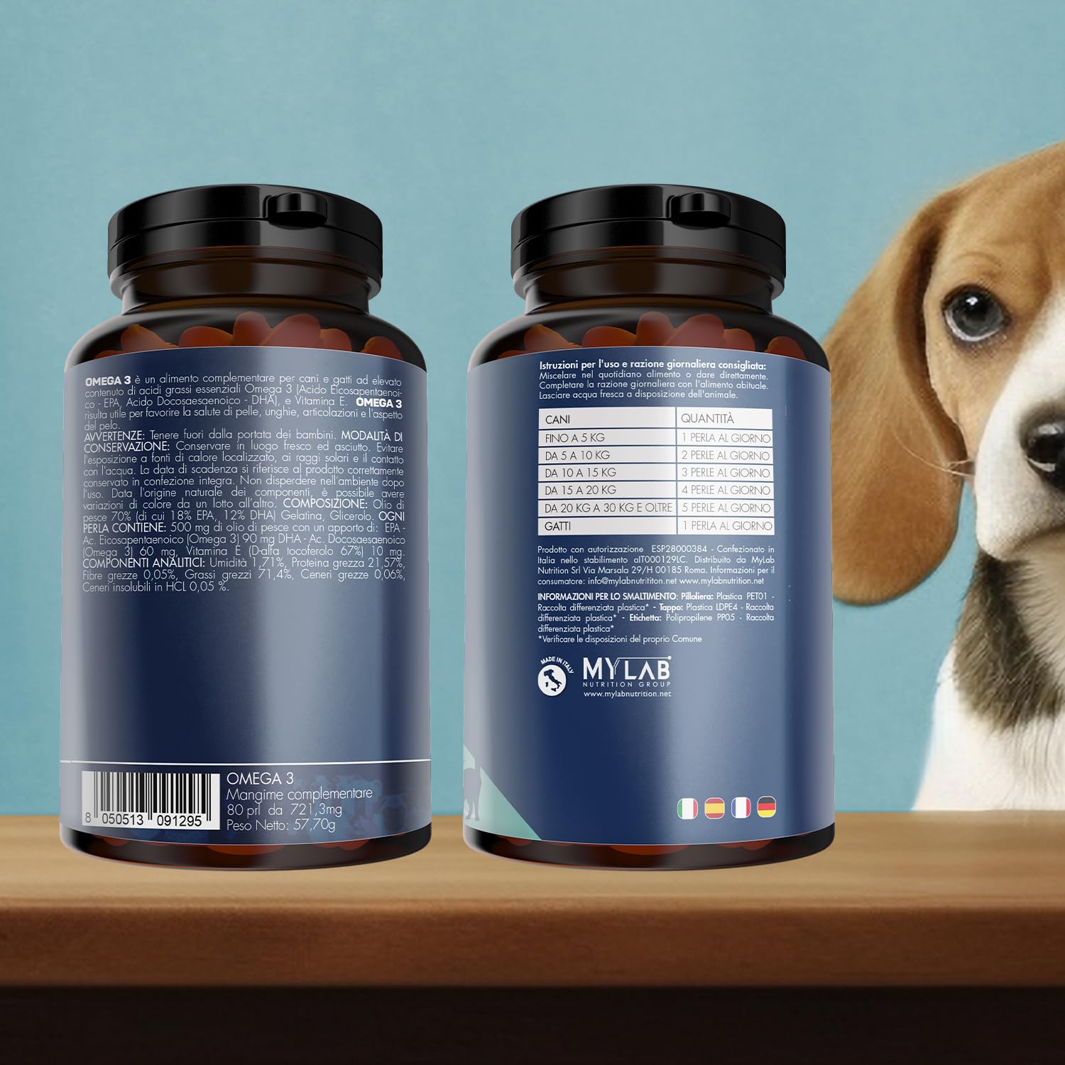 Suprapet Omega 3 per Cani e Gatti Olio di Pesce, EPA, DHA e Vitamina E 80 Perle. Mangime Complementare Naturale per Pelo e Articolazioni (80 unità (Confezione da 1))