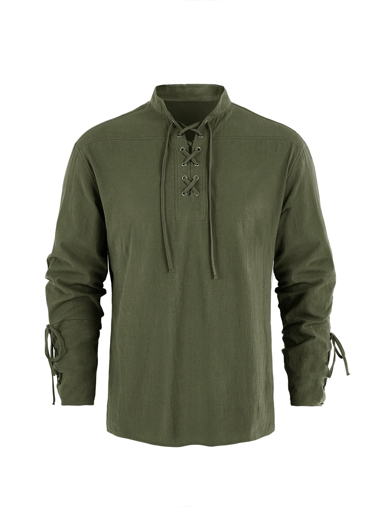 Runcati Camisa medieval para hombre Steampunk, disfraz de pirata, camisa victoriana renacentista, cuello alto, cosplay