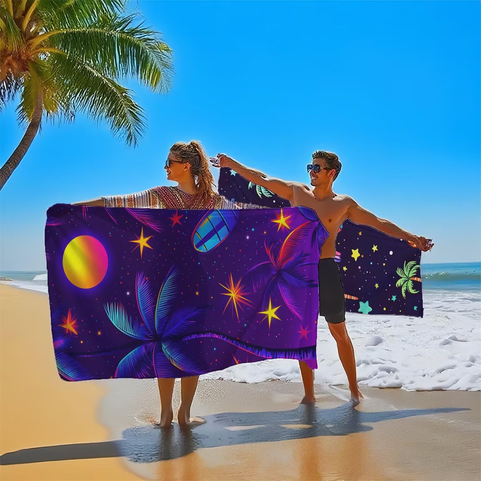 Coconut Grove Ręcznik plażowy dla dorosłych, ręcznik z mikrofibry 90 x 200 cm, duży, 2 sztuki, ręczniki kąpielowe, unikalne, chłonne, szybkoschnące, odporne na piasek, lekka konstrukcja, do pływania