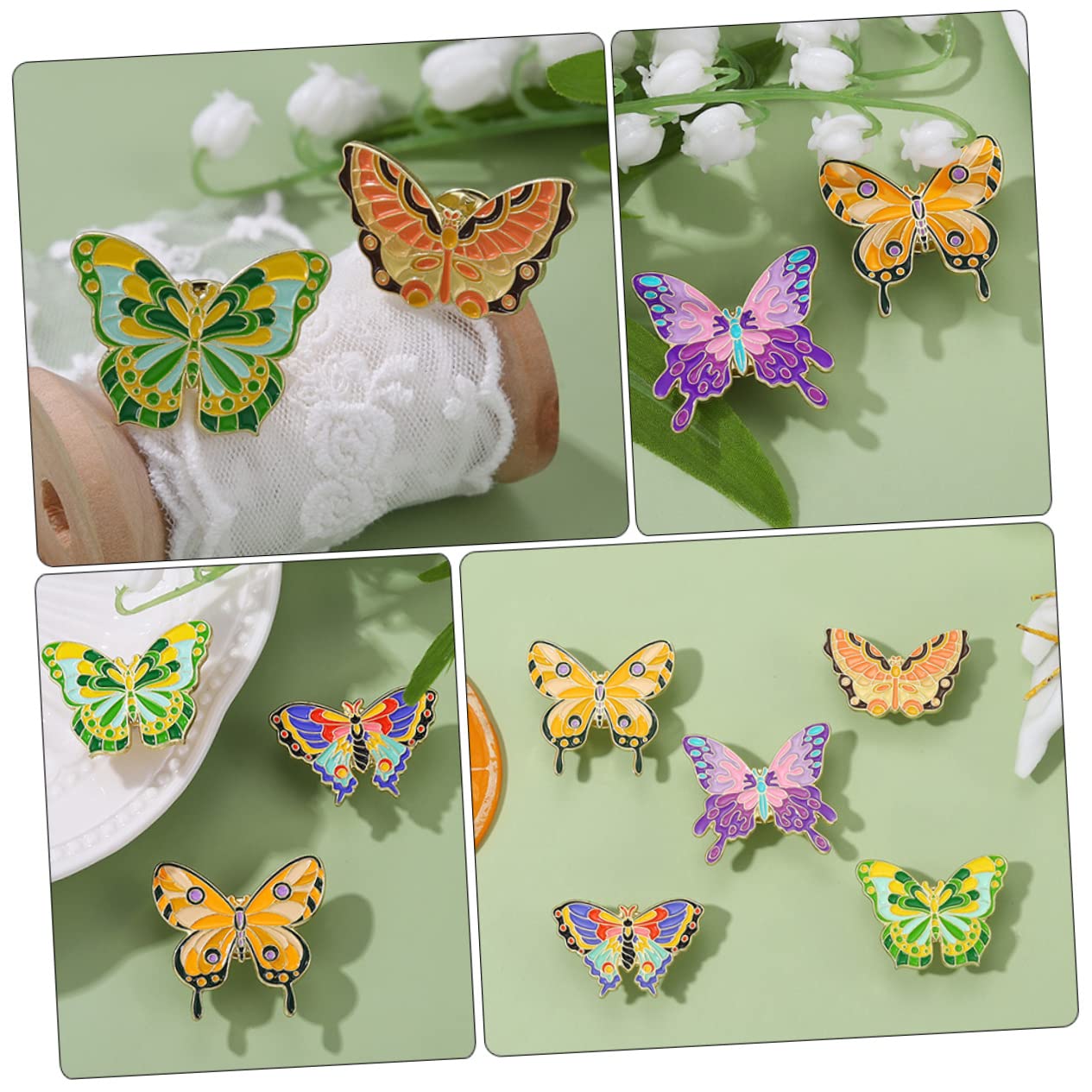 20 Teiliges Schmetterling Emaille Broschen Set Bunte Tier Anstecknadeln Langlebige Legierungs Broschen Kleidungspins für Jacken Taschen Hüte Einfache Befestigung