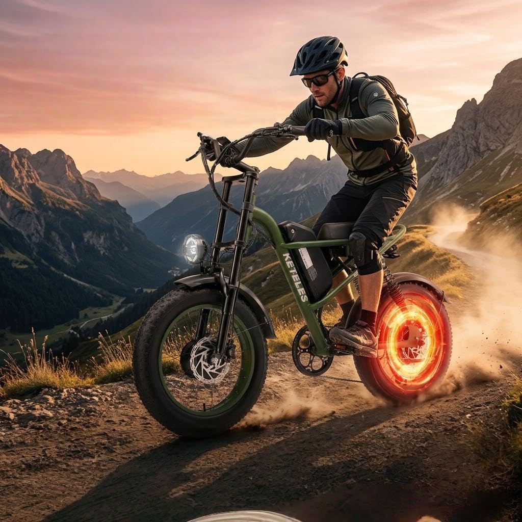 Electric Bike for Adults, 2000W Peak Motor Ebike 20” Fat Tire Dirtbike, 48V 17.5AH Removable Battery All Terrrain Electric Dirt Bike.