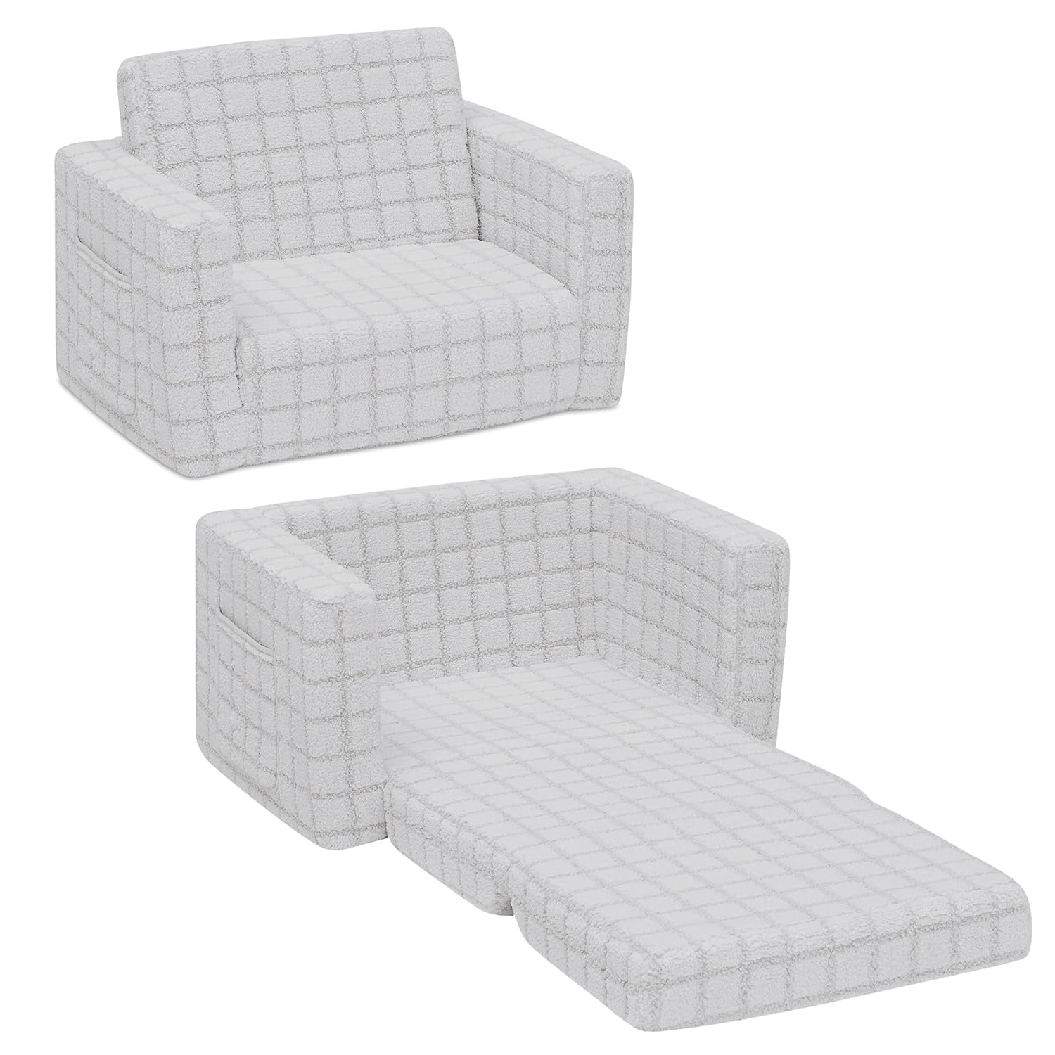 Delta Children Checkered Cozee Flip-Out Chair, Grey