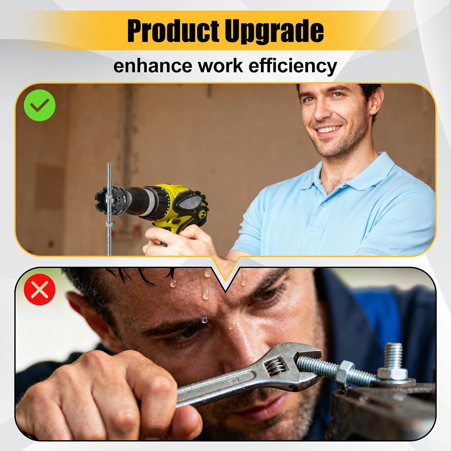 2Pc Nut Zipper Drill Attachment,Threaded Rod Nut Runner Fit 1/4" 3/8" 1/2" | for Fast Nut and Bolt Removal Threaded Rods for Conduit Rack & Strut System