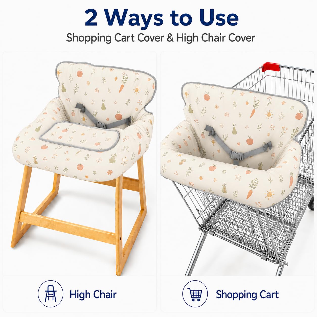 Shopping Cart Cover for Baby, Velcro & Buckle Strap Design, Machine image 3
