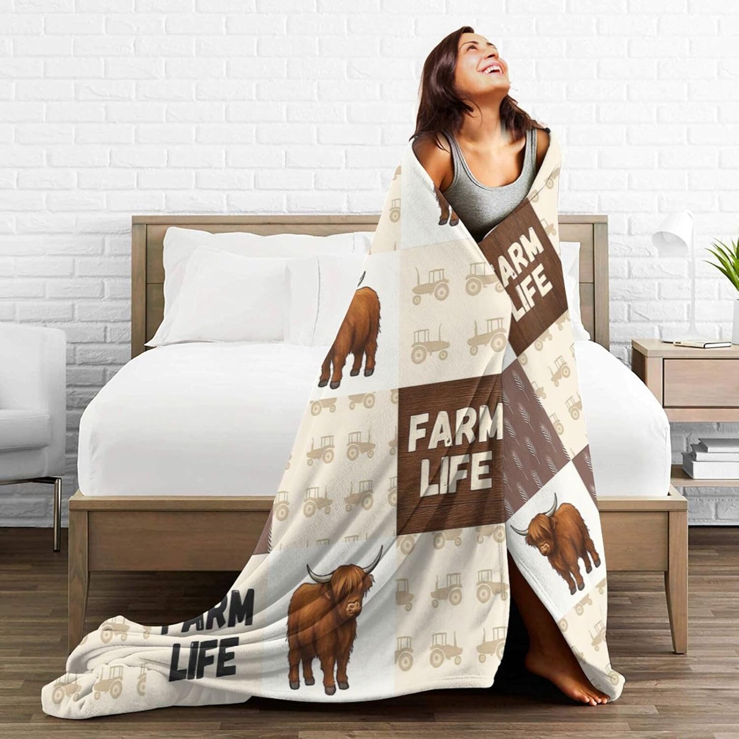 Farmhouse Highland Cow Blanket Highland Cow Throw Blanket Animals Decor Soft Cozy Fleece Fuzzy Plush Flannel Blankets Gifts for Girls Boys Kids Teens Adults Women 50"X40" - Image 7