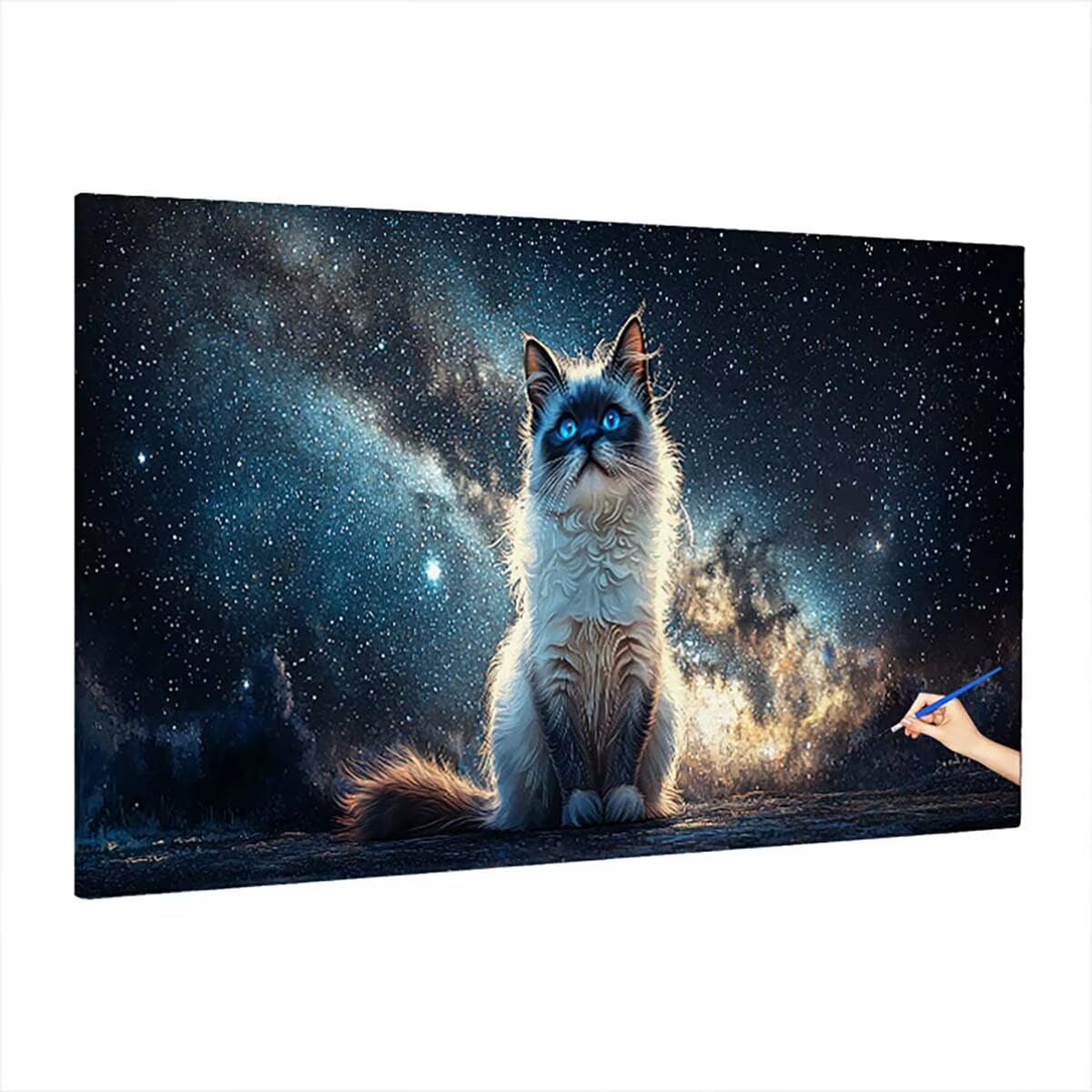 Malowanie numerami dla dorosłych kotów, malowanie według numerów dla dorosłych dzieci, zestaw farb i pędzli, początkujący łatwe na płótnie 110 x 50 cm, dekoracja pokoju, prezent dla kobiet