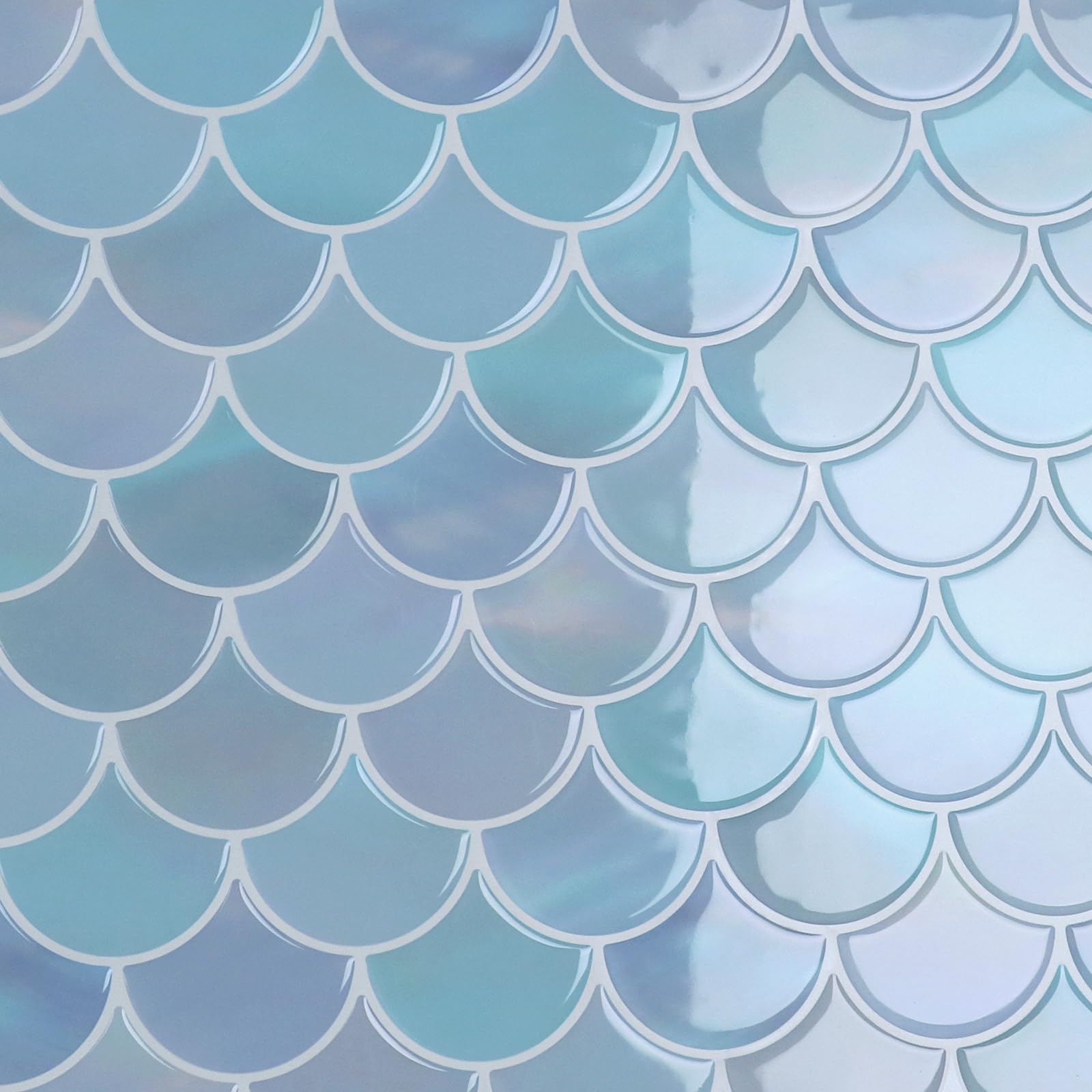 CRE8TIVE 16 Pezzi Piastrelle Adesive Cucina Blu Impermeabile Piastrelle Adesive Muro Viola Blu Forma di Ventaglio Mattonelle Adesive Bagno Mosaico Adesivo Paraschizzi Cucina Camino 30.5cm x 30.5cm