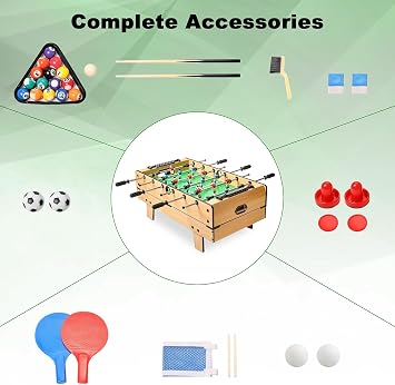 Multi Game Table 4 in 1 Combo, Pool, Table Hockey, Table Tennis & Foosball Set, Complete Accessories for Home, Game Room, Family Fun for Kids & Adults