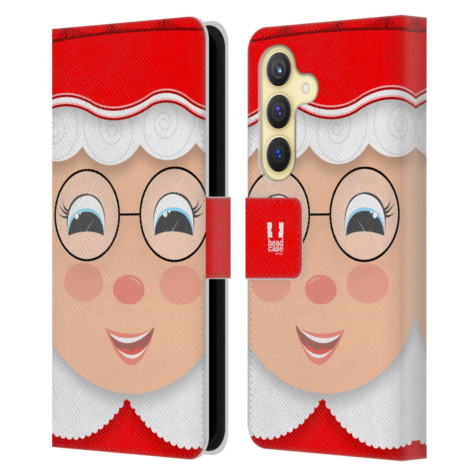 Funda de cuero tipo libro Head Case Designs Sra Claus para regalar en Navidad 7