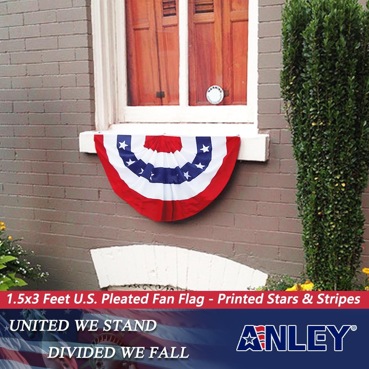 Anley US National Pleated Fan Flag, 1.5x3 ft American Bunting Flag Patriotic Stars & Stripes - Sharp Color and Fade Resistant - United States 1.5 x 3 Ft Half Fan Banner (12 Pack)