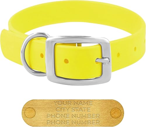 Miniatura 96 de Regal Dog Products Collares de perro grandes, impermeables, color rosa, con placa de nombre grabada personalizada, revestimiento de vinilo, anti