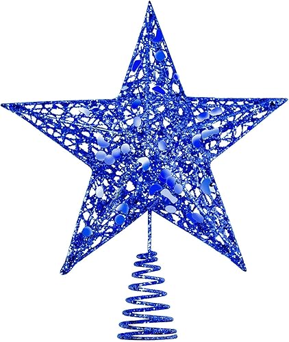 Vista 8 de URATOT - Decoración de estrella para árbol de Navidad con diamantina.