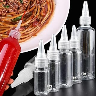 Portable Food Storage Container Empty Dropper Squeeze Jars Refillable Bottle Plastic Pointed Mouth Nozzle Tool (15ML,2PCS)