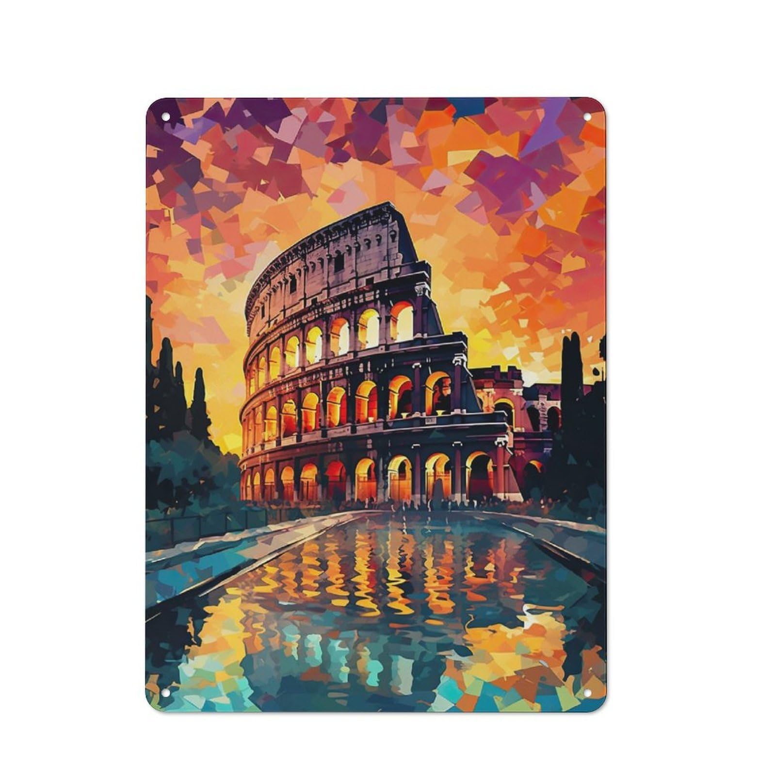 Junmoney Colosseum In Rome 40X30cm Retro-Style Tin Sign With For Café Or Home Bar, For Metal Sign Collectors, For Garage And Workshop Walls